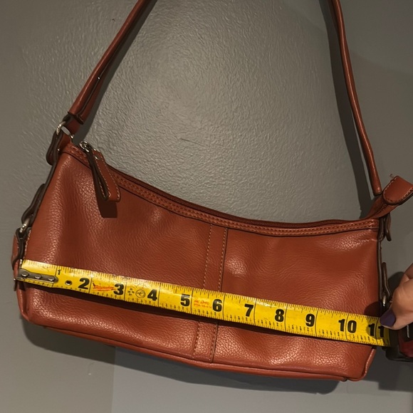 Orange Leather Shoulder Bag with Curved Strap - Picture 3 of 6